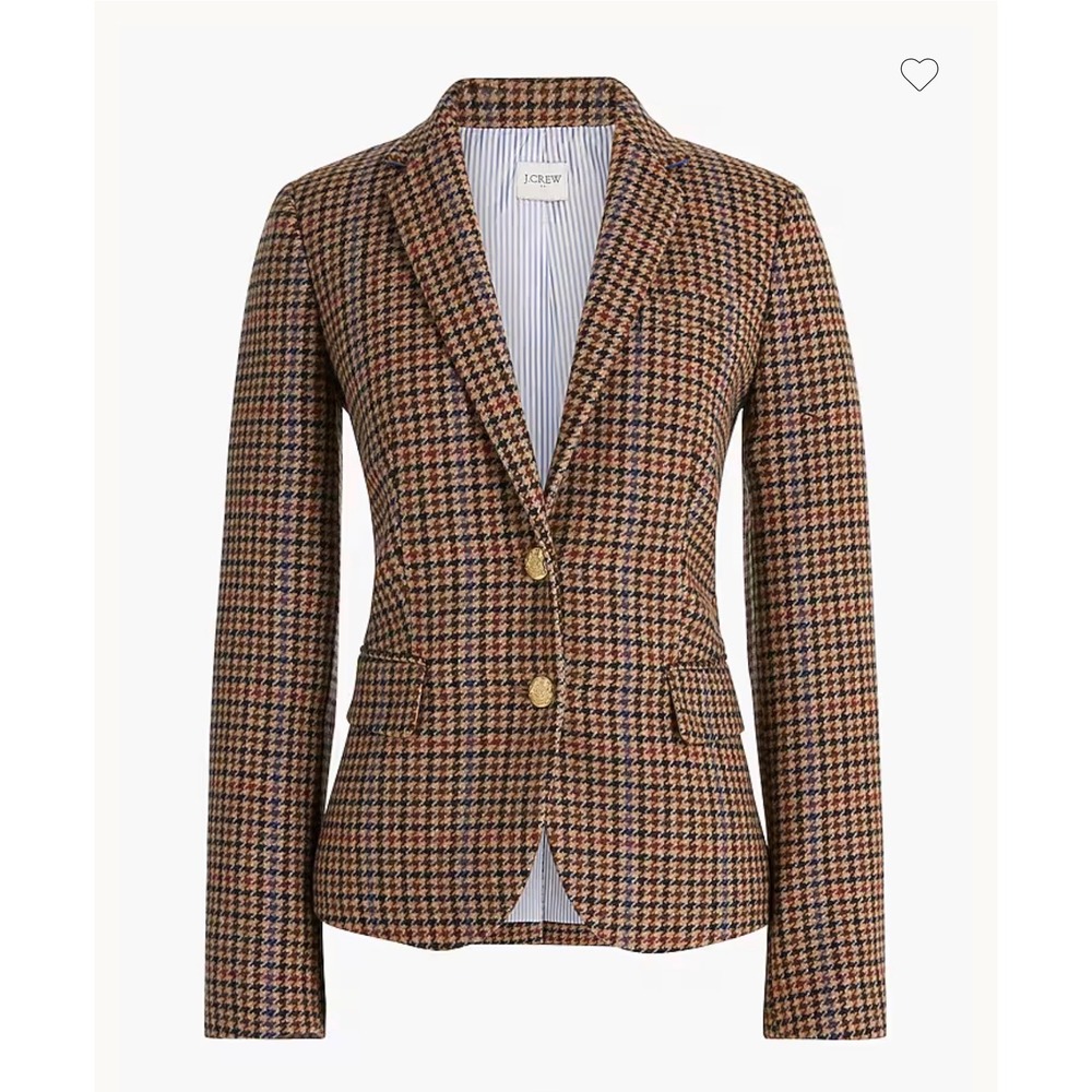 J. Crew Mercantile Houndstooth Blazer Gold Button Wool Blend Women Size 2‎